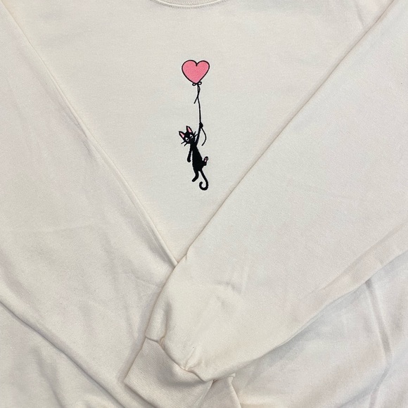 Valentine Cat Embroidered Sweatshirt - Picture 3 of 3